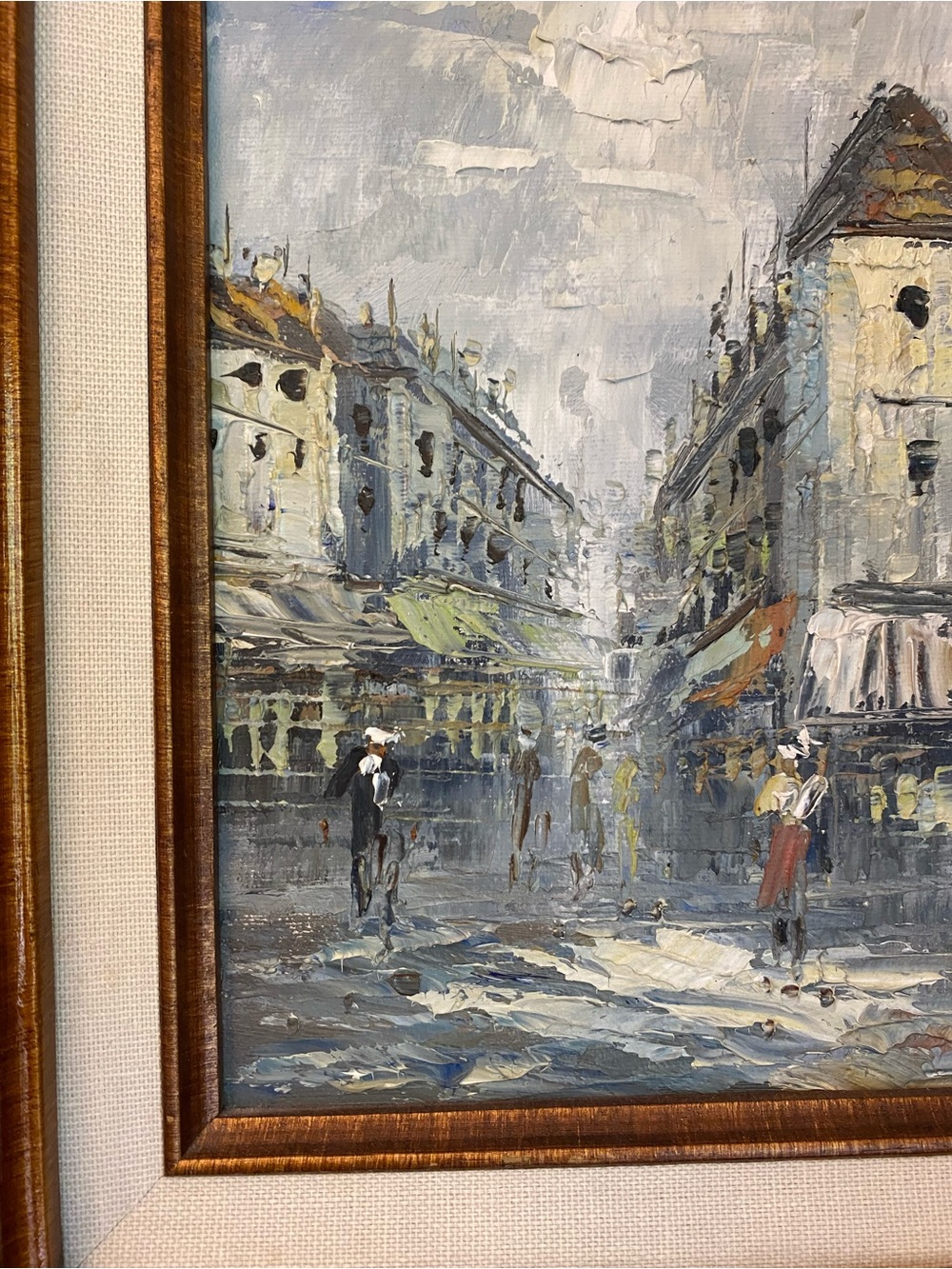 Framed Vintage Street Scene Oil Painting - Gold & Brown Frame - Picture 3 of 4